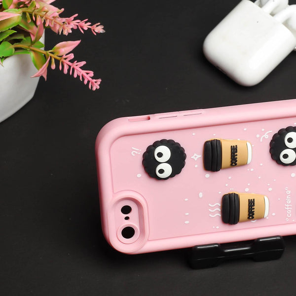 Pink COFFEE (ALWAYS HAPPY) Silicone case for Apple iphone 7