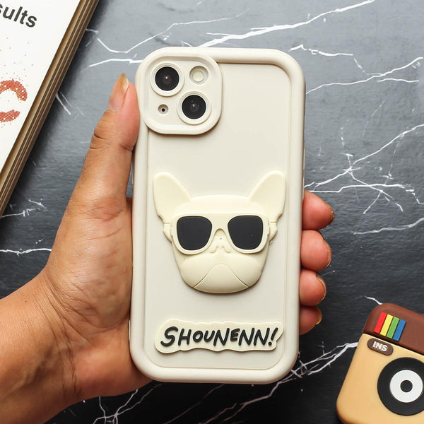 Cream SHOUNENN BULLDOG Silicone case for Apple iphone 14