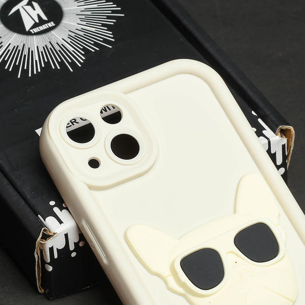 Cream SHOUNENN BULLDOG Silicone case for Apple iphone 15