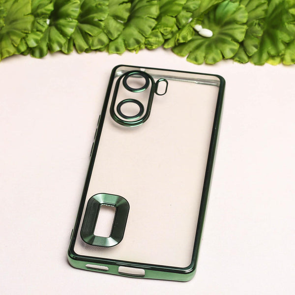 Green 6D Chrome Logo Cut Transparent Case for Vivo V29E
