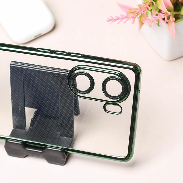 Green 6D Chrome Logo Cut Transparent Case for Vivo V29E