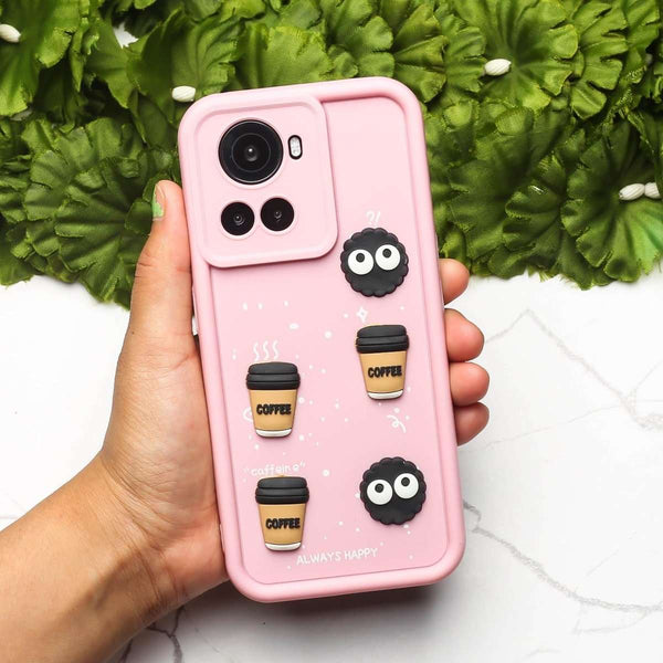Pink COFFEE (ALWAYS HAPPY) Silicone case for Oneplus 10R