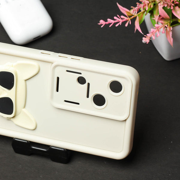 Cream SHOUNENN BULLDOG Silicone case for Vivo V30 Pro