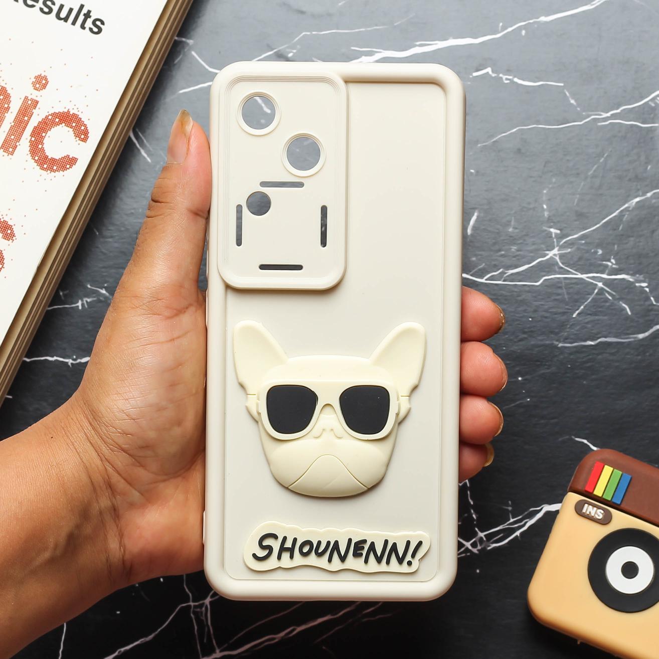 Cream SHOUNENN BULLDOG Silicone case for Vivo V30 Pro