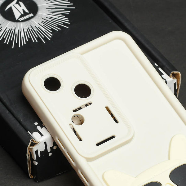 Cream SHOUNENN BULLDOG Silicone case for Vivo V30 Pro