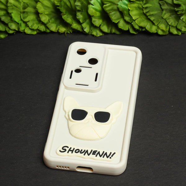 Cream SHOUNENN BULLDOG Silicone case for Vivo V30 Pro