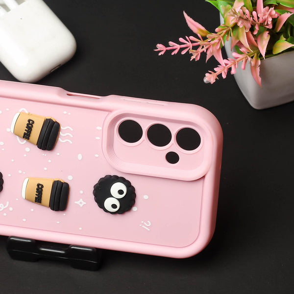 Pink COFFEE (ALWAYS HAPPY) Silicone case for Samsung A35