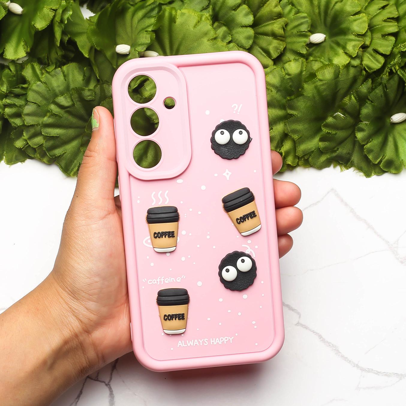 Pink COFFEE (ALWAYS HAPPY) Silicone case for Samsung A14