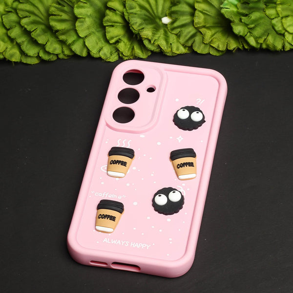 Pink COFFEE (ALWAYS HAPPY) Silicone case for Samsung A14
