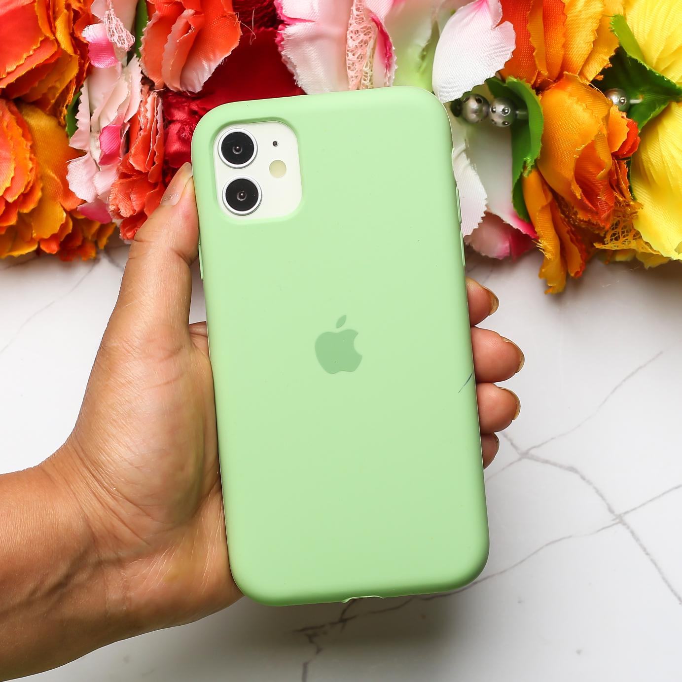 Light Green Bumper Silicone Case for Apple iphone 12