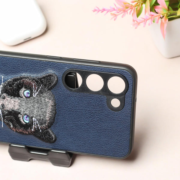 Dark Blue Leather Black Panther Ornamented for Samsung S21 FE