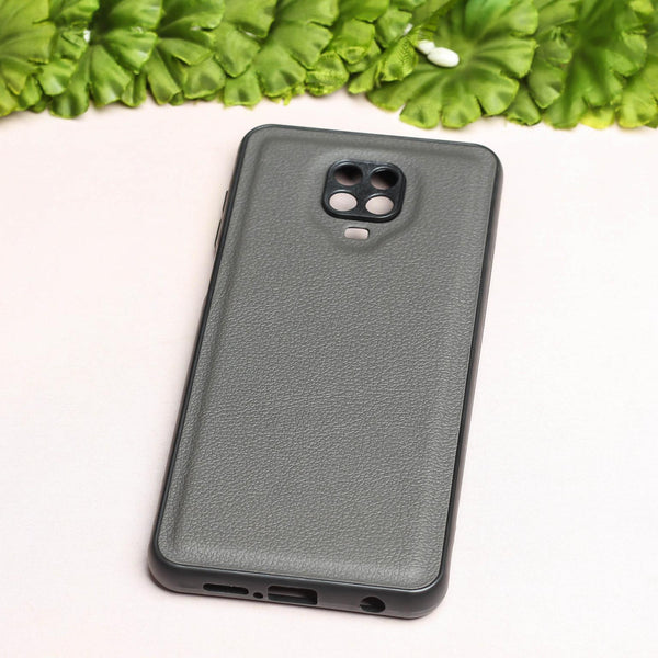 Raised Edges Grey Leather Case for Redmi Note 9 Pro Max