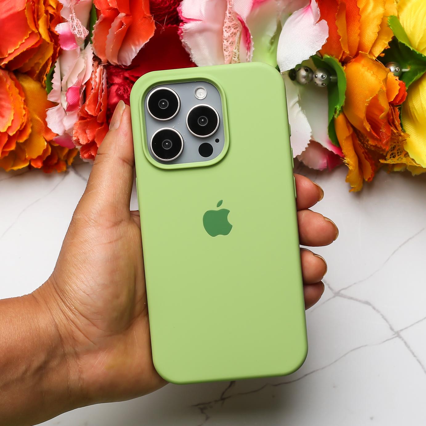 Light Green Original Silicone case for Apple iphone 16 Pro Max