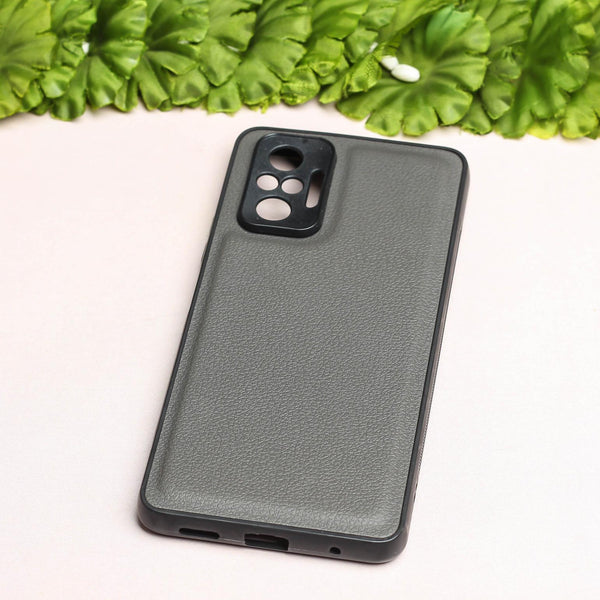 Raised Edges Grey Leather Case for Redmi Note 10 Pro