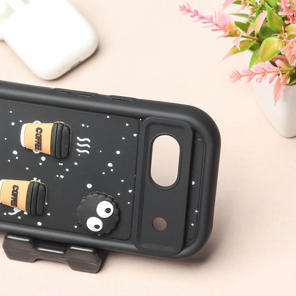 Black COFFEE (ALWAYS HAPPY) Silicone case for Google Pixel 7a