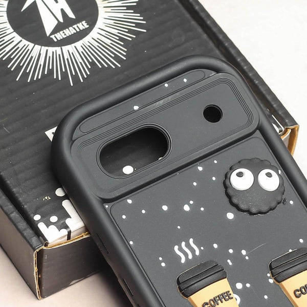 Black COFFEE (ALWAYS HAPPY) Silicone case for Google Pixel 7a