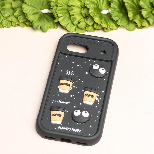 Black COFFEE (ALWAYS HAPPY) Silicone case for Google Pixel 7a