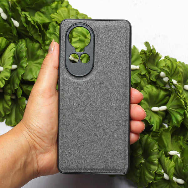 Raised Edges Grey Leather Case for Oppo Reno 10 Pro