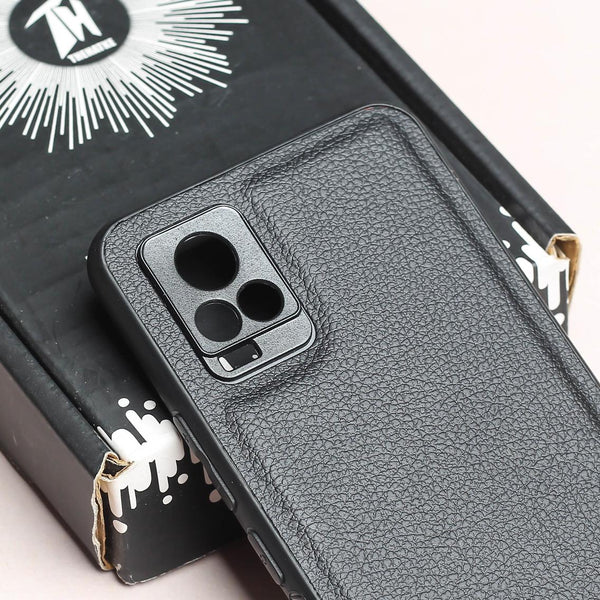 Raised Edges Black Leather Case for Vivo V20