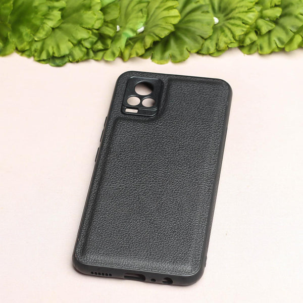 Raised Edges Black Leather Case for Vivo V20