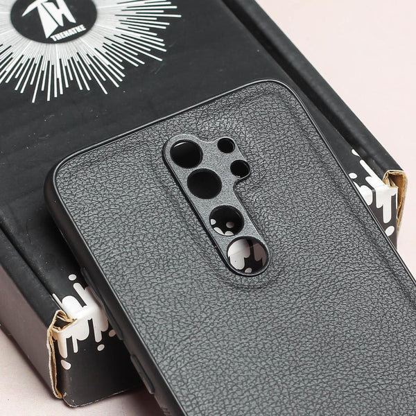 Raised Edges Black Leather Case for Oppo Reno 2z