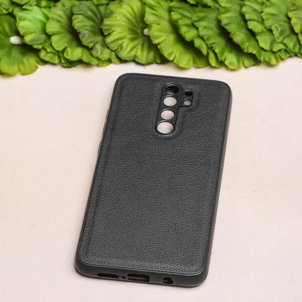 Raised Edges Black Leather Case for Oppo Reno 2f