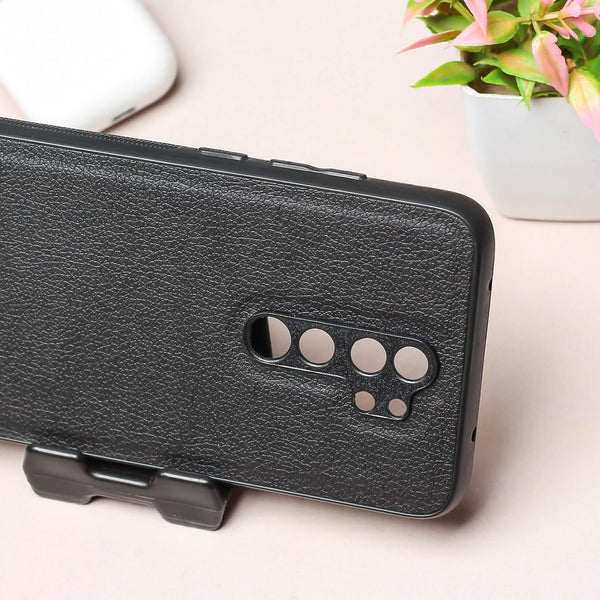 Raised Edges Black Leather Case for Oppo Reno 2z