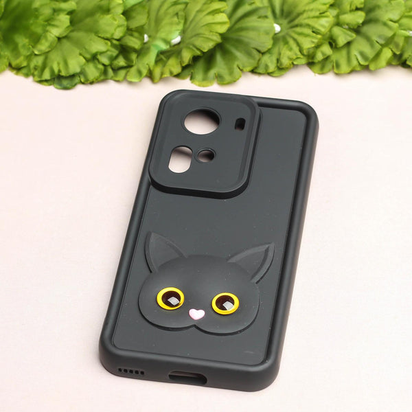 Black Cute Cat Silicone case for Oppo Reno 11