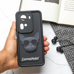 Black SHOUNENN BULLDOG Silicone case for Oppo Reno 11