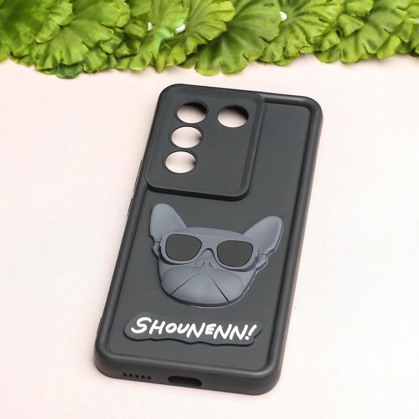 Black SHOUNENN BULLDOG Silicone case for Vivo V27