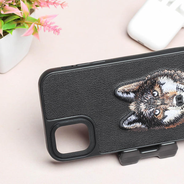 Black Leather Brown Fox Ornamented for Apple iPhone 12 Mini