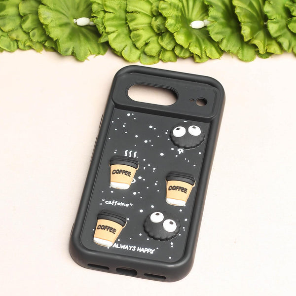 Black COFFEE (ALWAYS HAPPY) Silicone case for Google Pixel 7