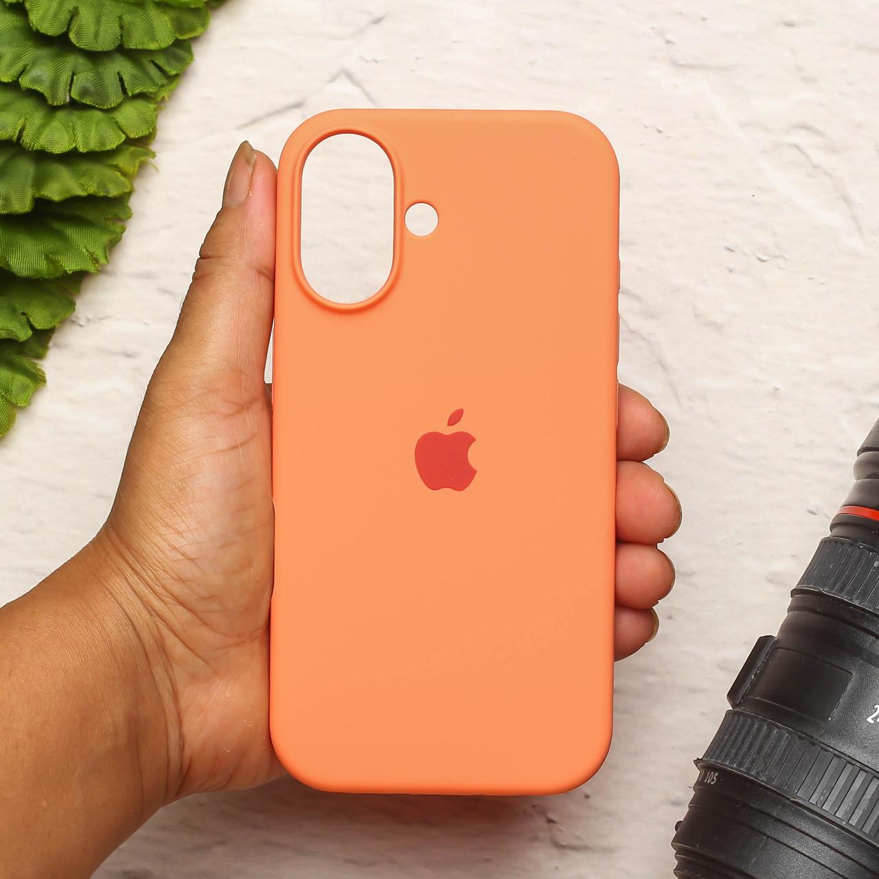 Orange Original Silicone case for Apple iphone 16 Plus