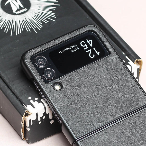 Black Leather Case for Samsung Galaxy Z FLIP 4