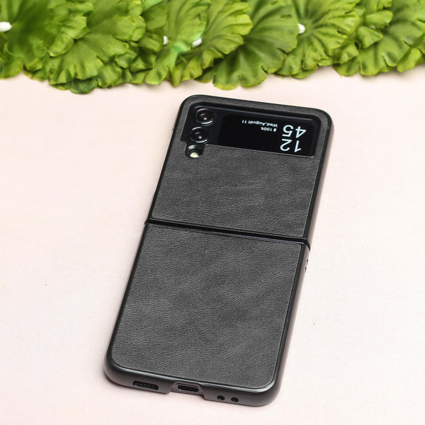 Black Leather Case for Samsung Galaxy Z FLIP 4