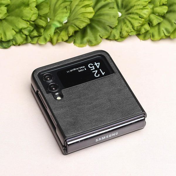 Black Leather Case for Samsung Galaxy Z FLIP 4