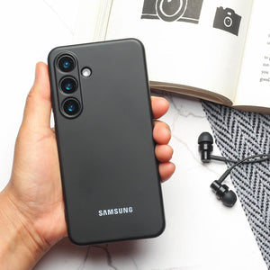 Black Original Camera Safe Silicone case for Samsung S25 Plus