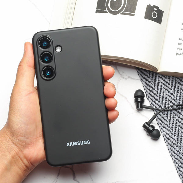 Black Original Camera Safe Silicone case for Samsung S25 Plus