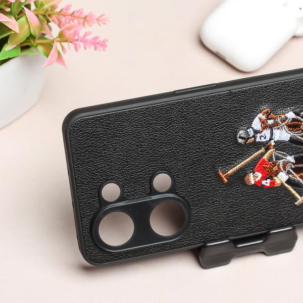 Black Leather Dual Horse rider Ornamented for Oneplus Nord 3