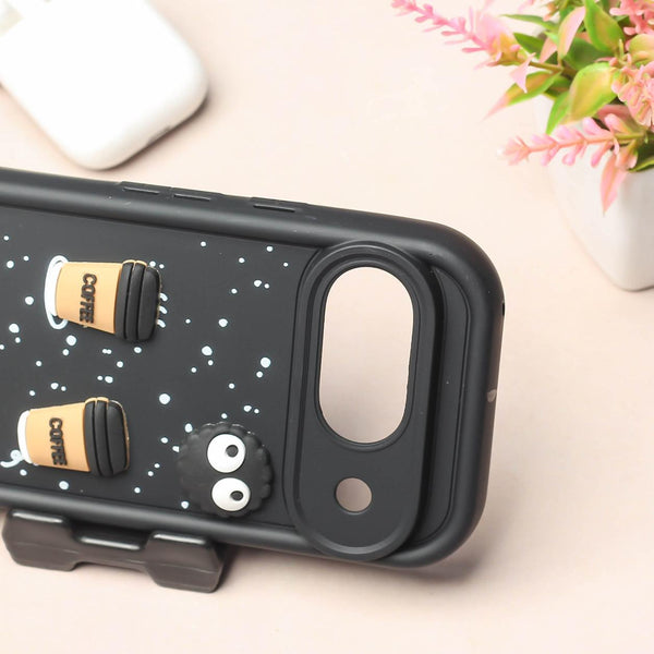Black COFFEE (ALWAYS HAPPY) Silicone case for Google Pixel 9 Pro