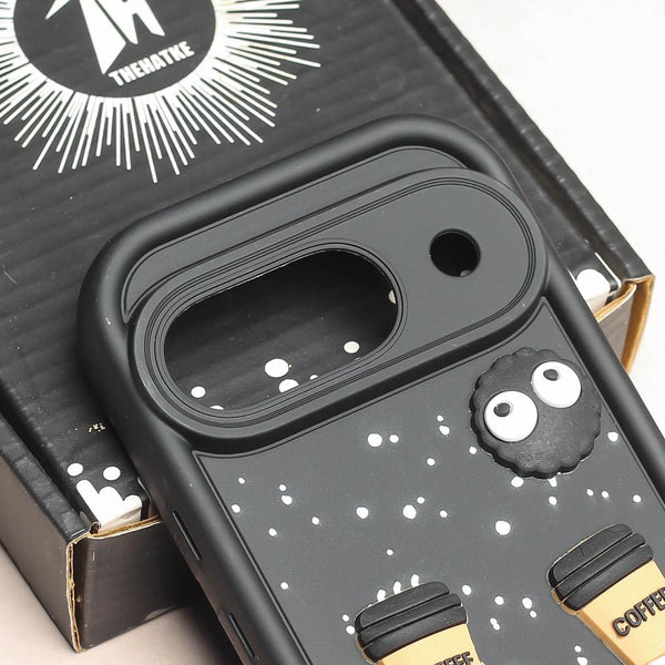 Black COFFEE (ALWAYS HAPPY) Silicone case for Google Pixel 9 Pro