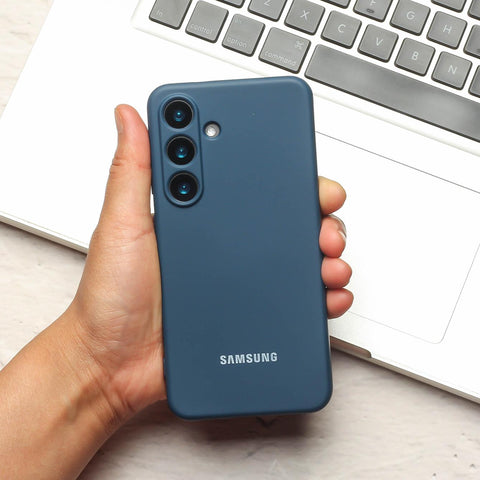 Blue Original Camera Safe Silicone case for Samsung S25