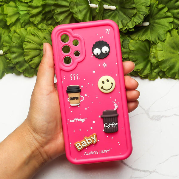 Dark Pink COFFEE (ALWAYS HAPPY) Silicone case for Samsung A32 4g