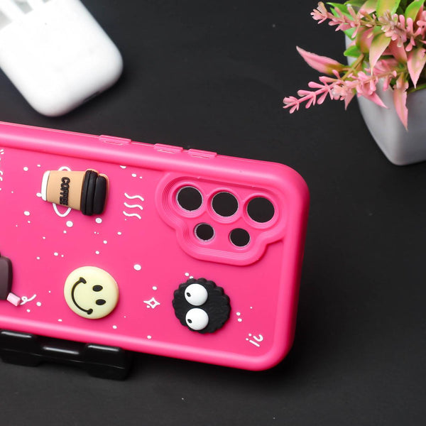 Dark Pink COFFEE (ALWAYS HAPPY) Silicone case for Samsung A32 4g