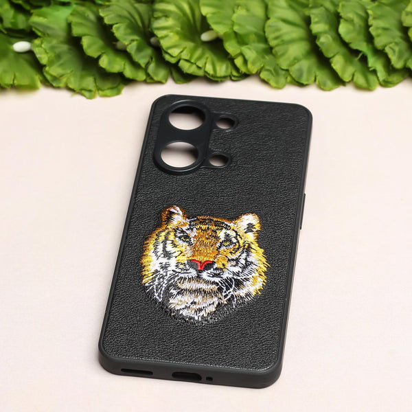 Black Leather Yellow Lion Ornamented for Oneplus Nord 3