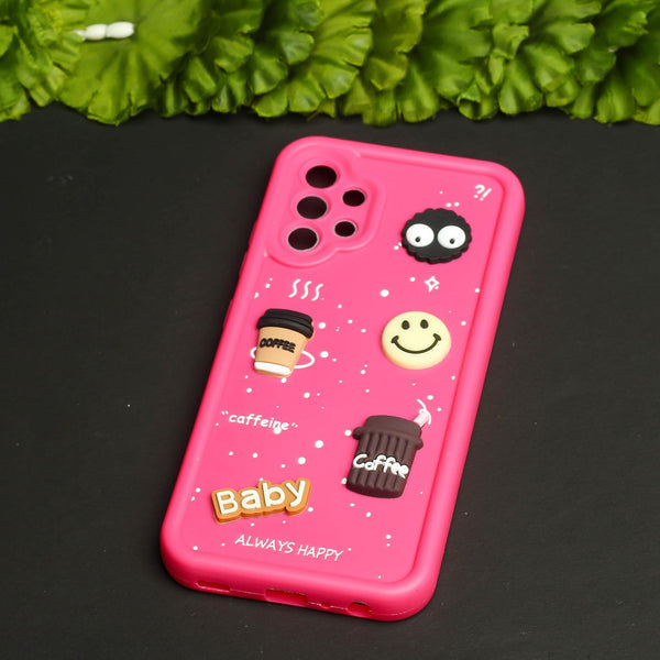 Dark Pink COFFEE (ALWAYS HAPPY) Silicone case for Samsung A32 4g