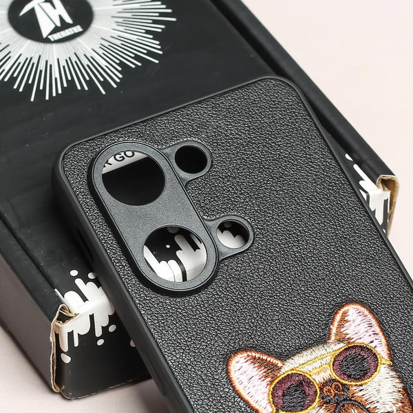 Black Leather Bulldog Ornamented for Oneplus Nord 3