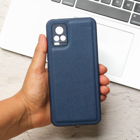 Raised Edges Dark Blue Leather Case for Vivo V20