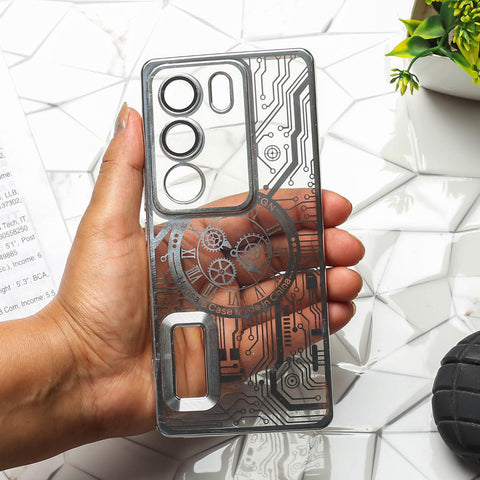 Silver Watch Machine Logo Cut Transparent Case for Vivo V29 5G