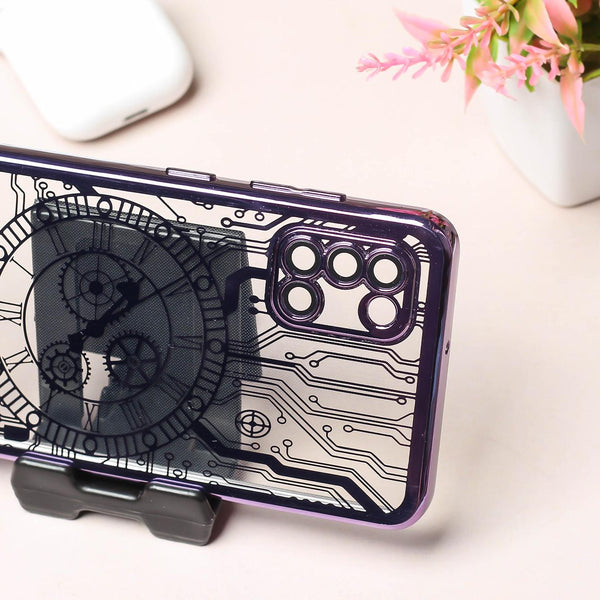 Purple Watch Machine Logo Cut Transparent Case for Samsung A31